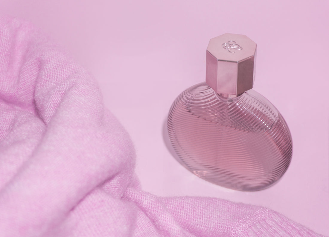 pink glass perfume bottle